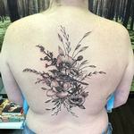 Tattoos - Mockingbird and Floral on Back- Instagram @MichaelBalesArt - 129793